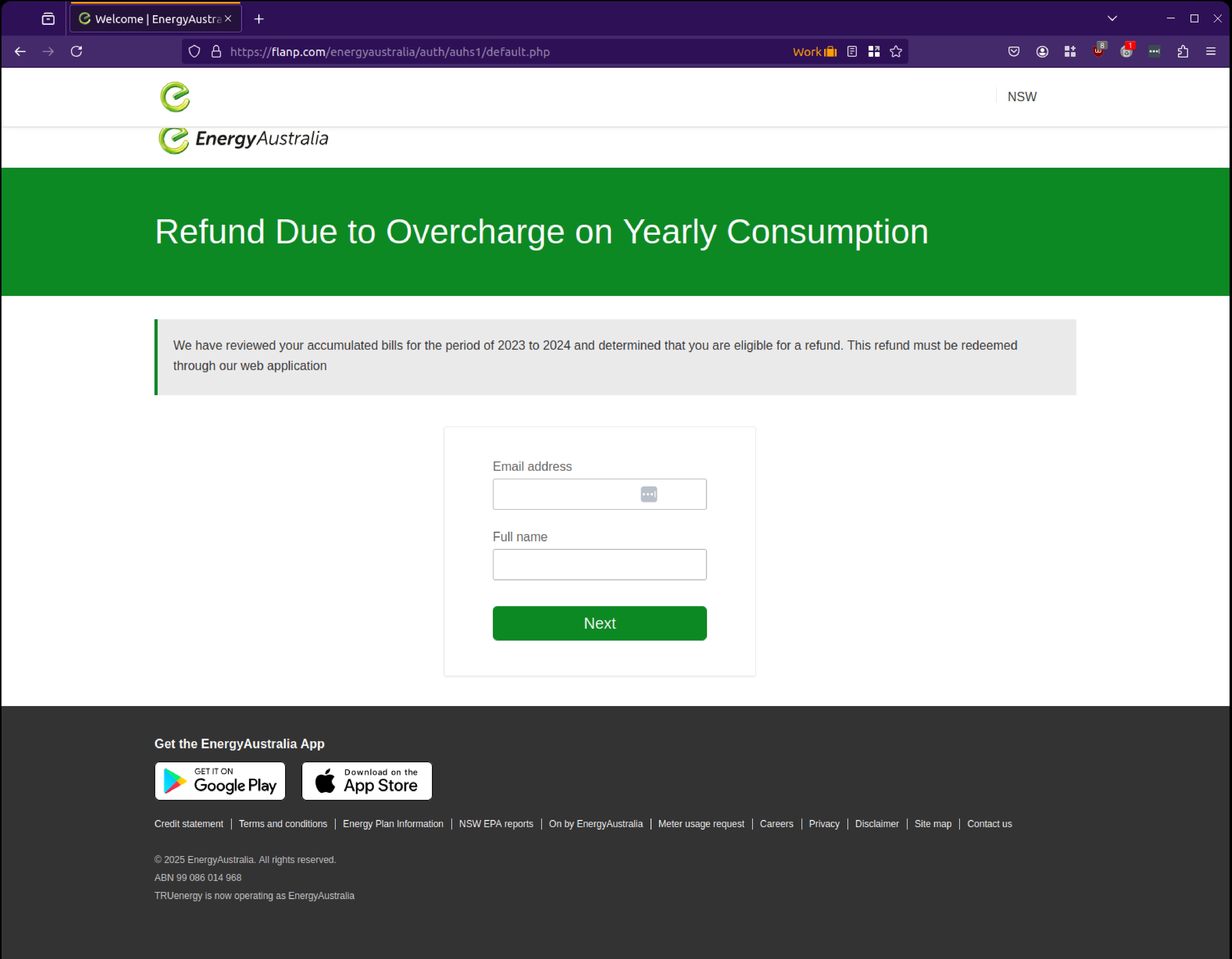 Energy Australia Refund Scam Email